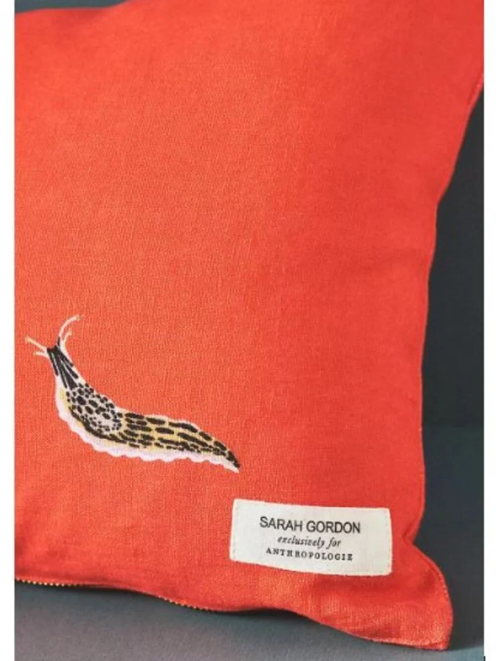 Anthropologie Sarah Gordon Embroidered Pillow in Orange - Butterfly - NWOT